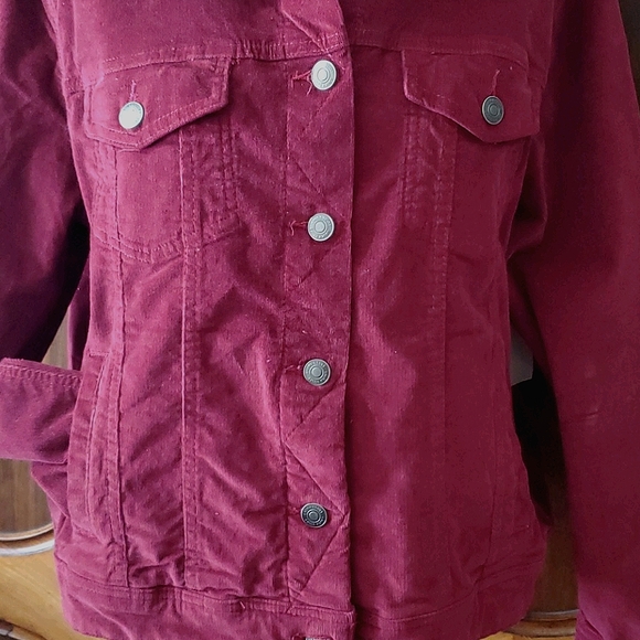 NWT Laura Scott Burgundy Corduroy Jacket - Picture 2 of 5